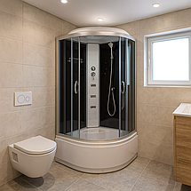 Душовий бокс Vivia Glory 95 90x90*220 см на глибокому піддоні з гідромасажем тоноване скло, фото 2