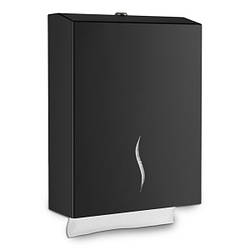 Настінний чорний металевий диспенсер для листових ZZ рушників на 300 листів