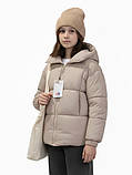 Зимова куртка-пуховик ПУФЕР для дівчат (152-164р) Бежева, фото 2