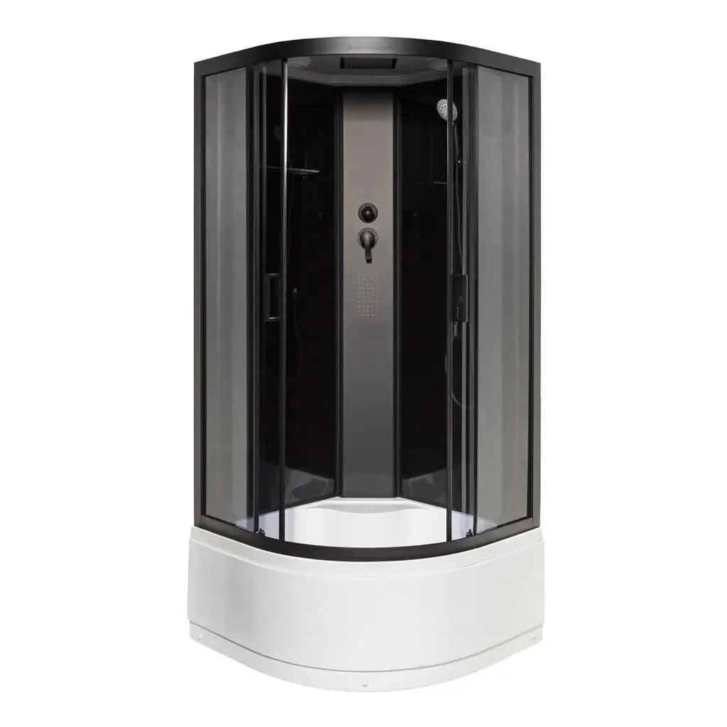 Душовий бокс Vivia Nero 95 RC 90x90х215 см із глибоким піддоном чорний тоноване скло розсувні двері