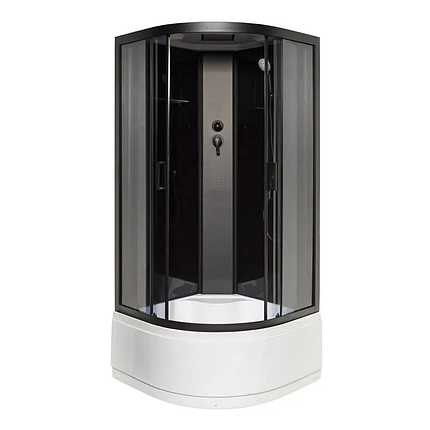 Душовий бокс Vivia Nero 95 RC 90x90х215 см із глибоким піддоном чорний тоноване скло розсувні двері, фото 1