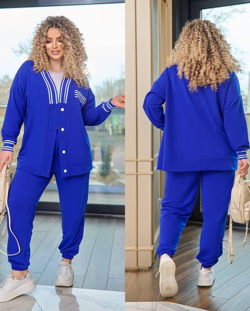 Костюм трендовий з вставками ребана Модель: 4907-1232 Колір: зелений, електрик, капучино, червоний, чорний, фото 1