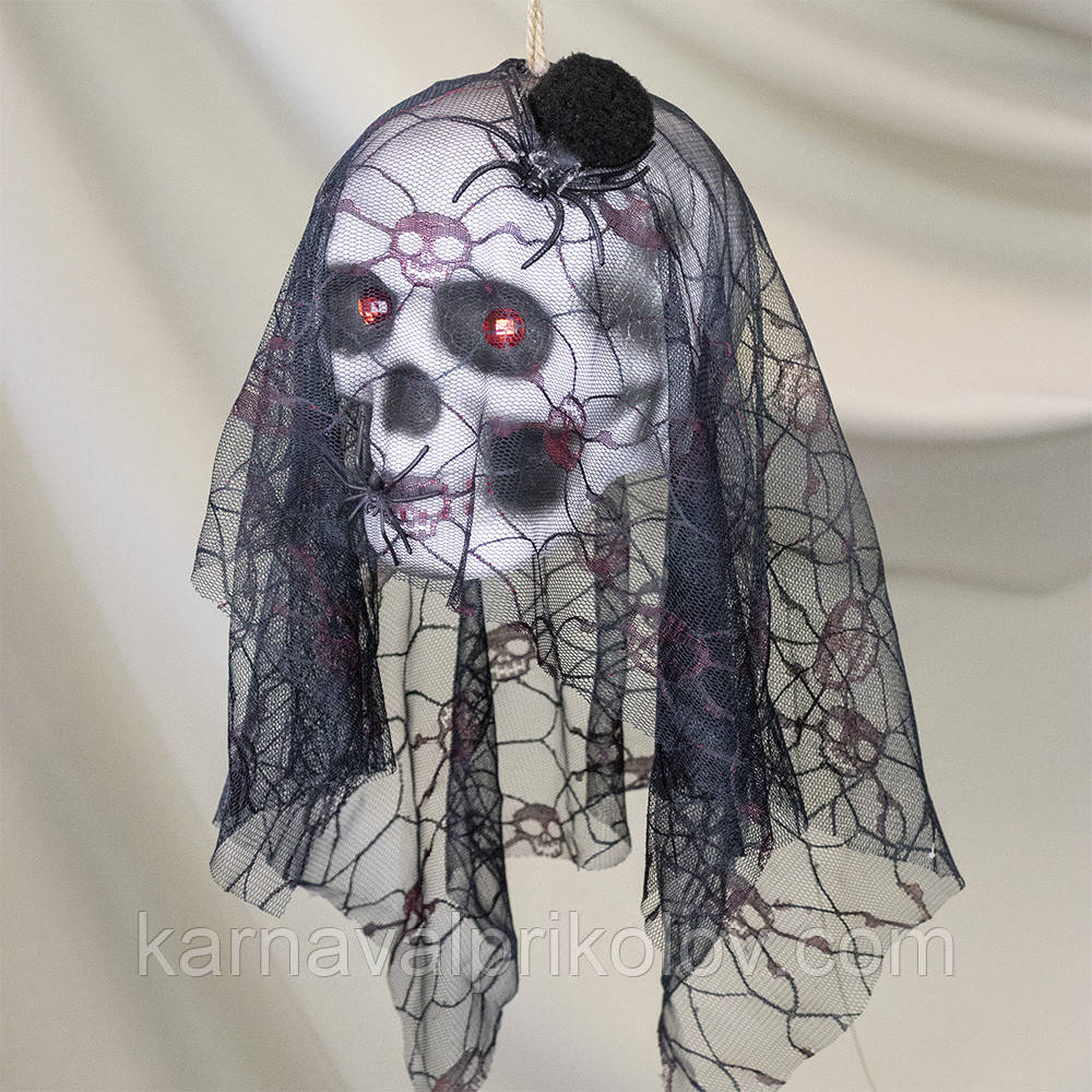 Декор підвісний череп Чорна вдова 13805 (чорний з червоним)