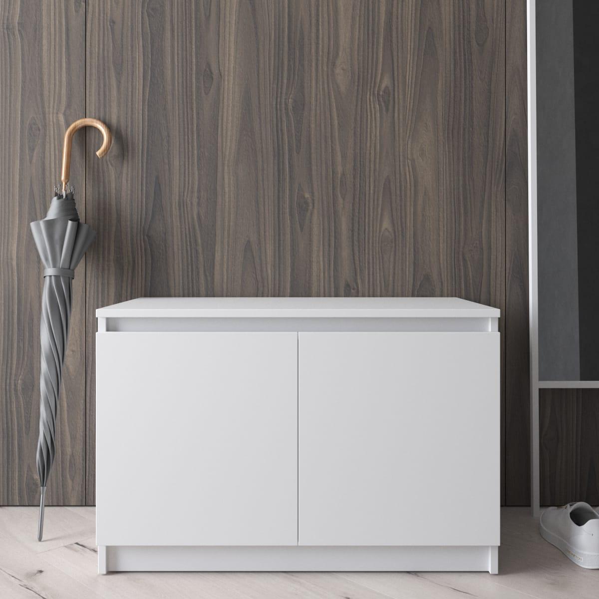 Тумбочка для взуття з Ламінованого ДСП з 2 дверцятами в коридор Взуттєва шафа в передпокій 80 см завширшки, фото 1