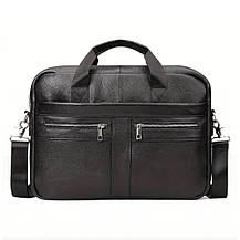 Чоловічий портфель Lorian із зовнішніми кишенями на блискавці з натуральної шкіри чорний LR 252019-black, фото 2