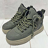 Зимові дитячі черевики MD на овчині хакі 34-36, фото 4