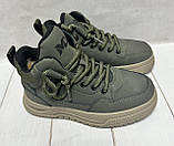Зимові дитячі черевики MD на овчині хакі 34-36, фото 3