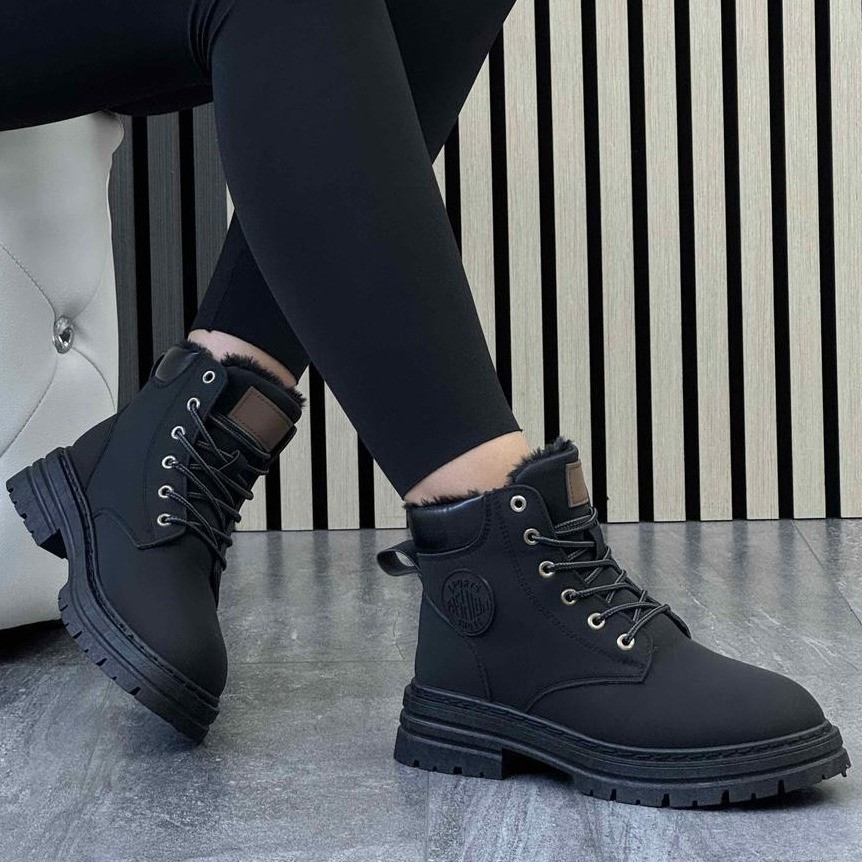 Черевики жіночі чорні зима утеплені на хутрі (123361), фото 1