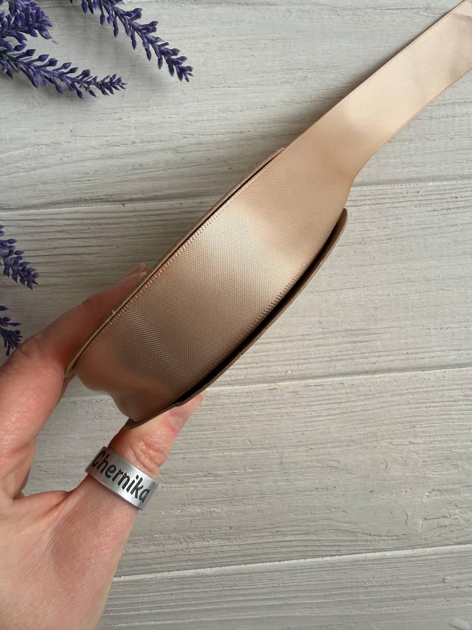 Атлас двохсторонній 2,5 см, латте 22.5 метри, фото 1