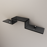 Полиця з тонованого скла "Графіт" 735х130х115 мм.