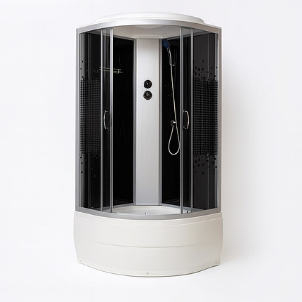 Душовий бокс Vivia 95 BF JK Black Puzzle 90х90х217 см на високому піддоні тоноване скло, фото 1