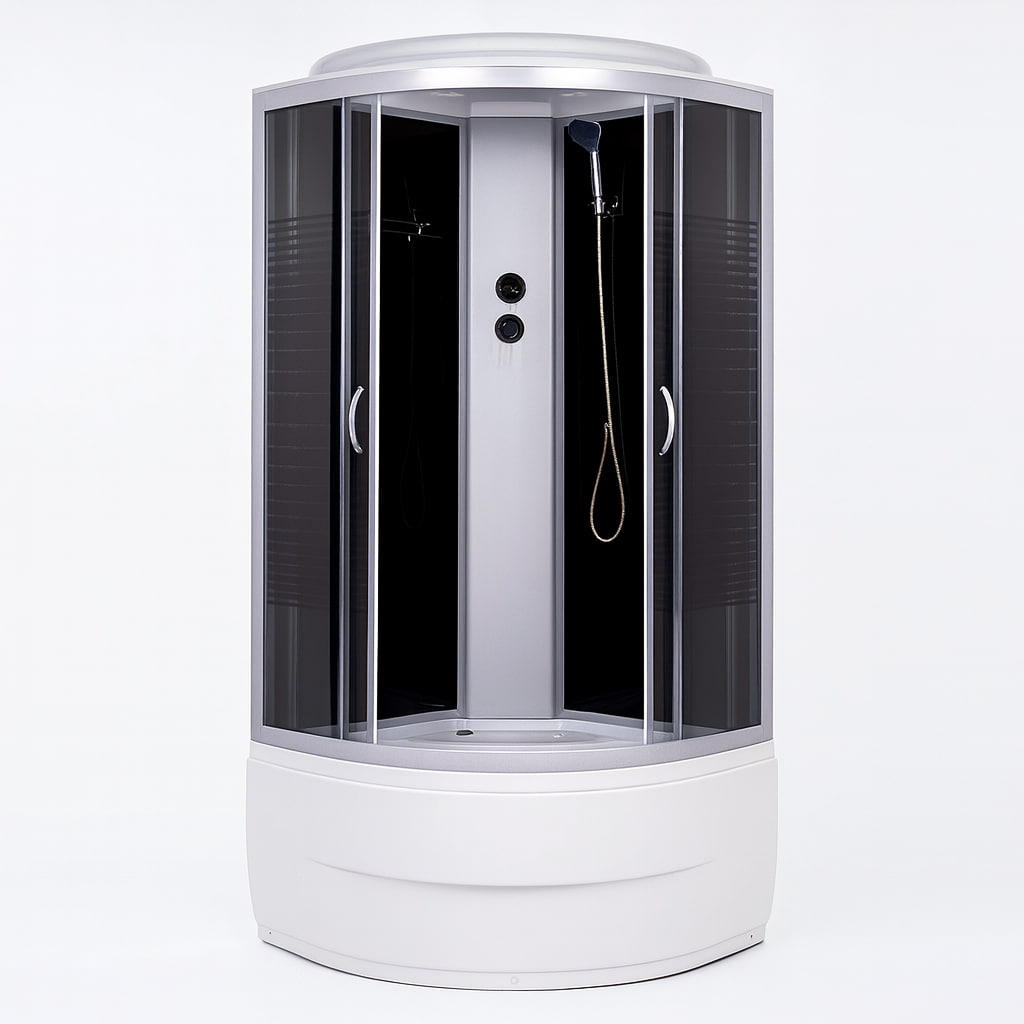 Душовий бокс Vivia 95 BF JK Black Line 90х90х217 см на високому піддоні тоноване скло