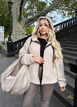 Жіноча шубка-бомбер великого розміру Розміри: 46-48, 50-52, 54-56, фото 1