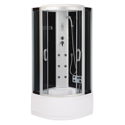 Душовий бокс Vivia 266 RC 100х100х215 см з глибоким піддоном з гідромасажем сатин тоноване скло, фото 1