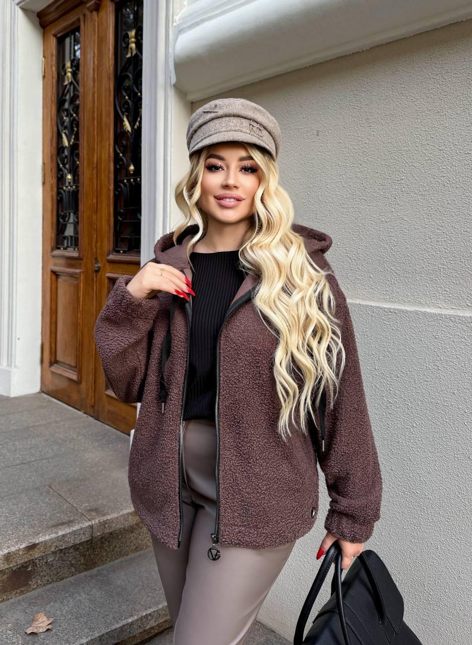 Жіноча шубка-бомбер великого розміру Розміри: 46-48, 50-52, 54-56