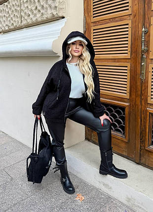 Жіноча шубка-бомбер великого розміру Розміри: 46-48, 50-52, 54-56, фото 2