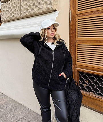 Жіноча шубка-бомбер великого розміру Розміри: 46-48, 50-52, 54-56, фото 1