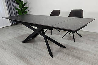 Madison Ceramic стіл обідній 160(240)*90 см чорний мат/чорний каркас ТМ Intarsio, фото 4