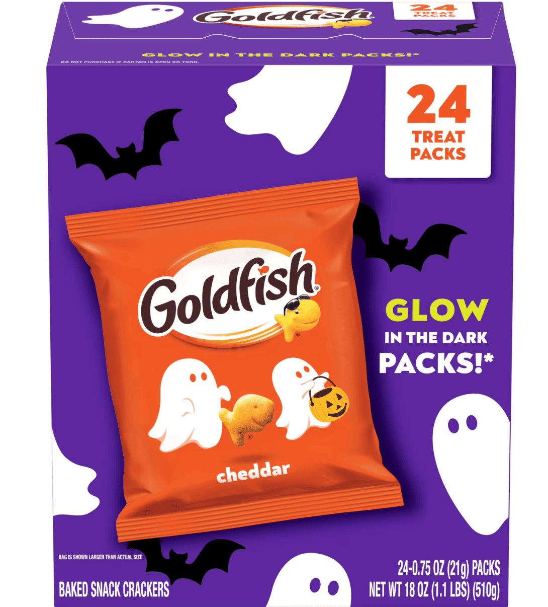Крекери у формі золотих рибок Pepperidge Farm Goldfish Halloween Edition Cheddar Crackers 24шт 510г, фото 1