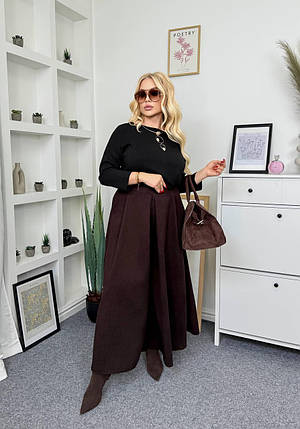 Жіночі брюки-спідниця шоколад великого розміру батал Розміри: 46-48, 50-52, 54-56, фото 3