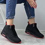 Кросівки жіночі чорні з червоним зима на хутрі (12841632), фото 2
