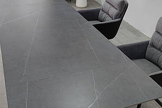 Julian Ceramic стіл обідній 160(240)*90 см сірий мат/чорний каркас ТМ Intarsio, фото 5