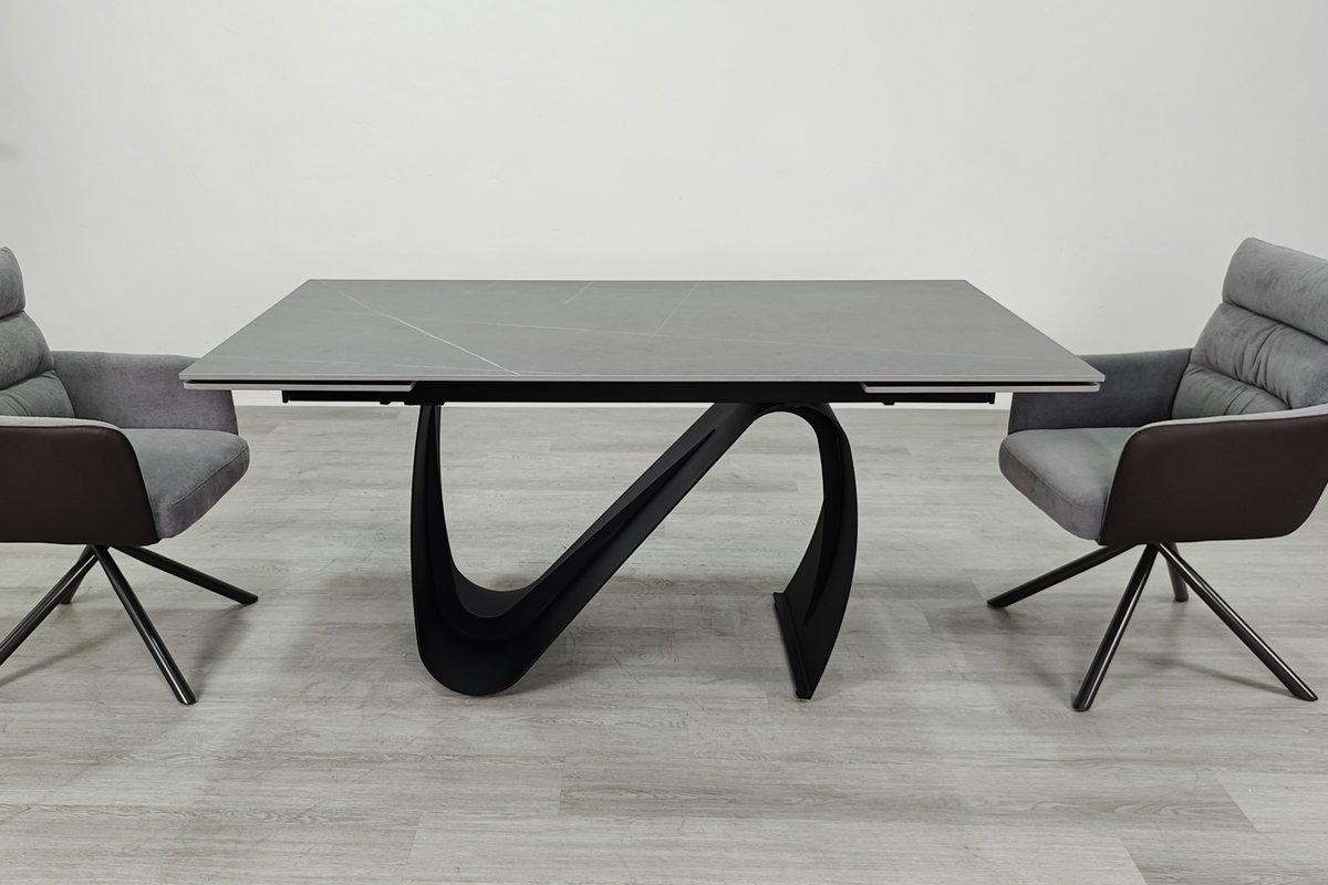 Julian Ceramic стіл обідній 160(240)*90 см сірий мат/чорний каркас ТМ Intarsio