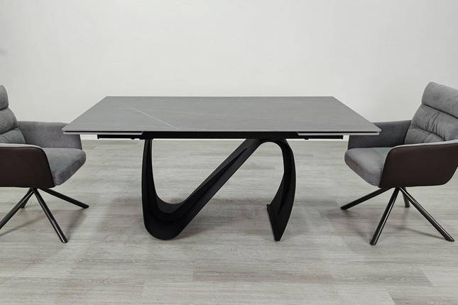 Julian Ceramic стіл обідній 160(240)*90 см сірий мат/чорний каркас ТМ Intarsio, фото 1