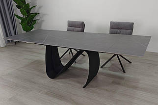 Julian Ceramic стіл обідній 160(240)*90 см сірий мат/чорний каркас ТМ Intarsio, фото 4