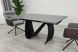 Julian Ceramic стіл обідній 160(240)*90 см сірий мат/чорний каркас ТМ Intarsio, фото 2