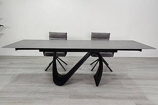 Julian Ceramic стіл обідній 160(240)*90 см сірий мат/чорний каркас ТМ Intarsio, фото 3