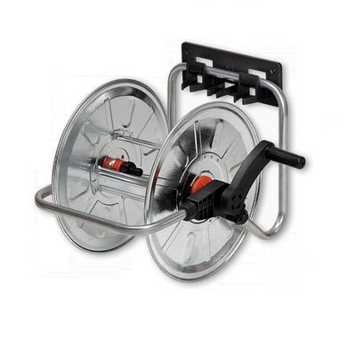 Настінна котушка для шлангу, метал, довжиною до 50 м (діаметр 1/2" - до 50 м, 5/8" - до 35 м, 3/4" - до 23 м)