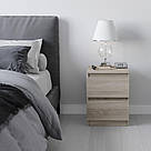 Прикроватна тумба без ручок з ЛДСП Компактні тумби з 2 висувними ящиками 40 см Міні тумбочки, фото 3