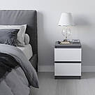 Прикроватна тумба без ручок з ЛДСП Компактні тумби з 2 висувними ящиками 40 см Міні тумбочки, фото 6