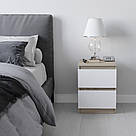 Прикроватна тумба без ручок з ЛДСП Компактні тумби з 2 висувними ящиками 40 см Міні тумбочки, фото 7