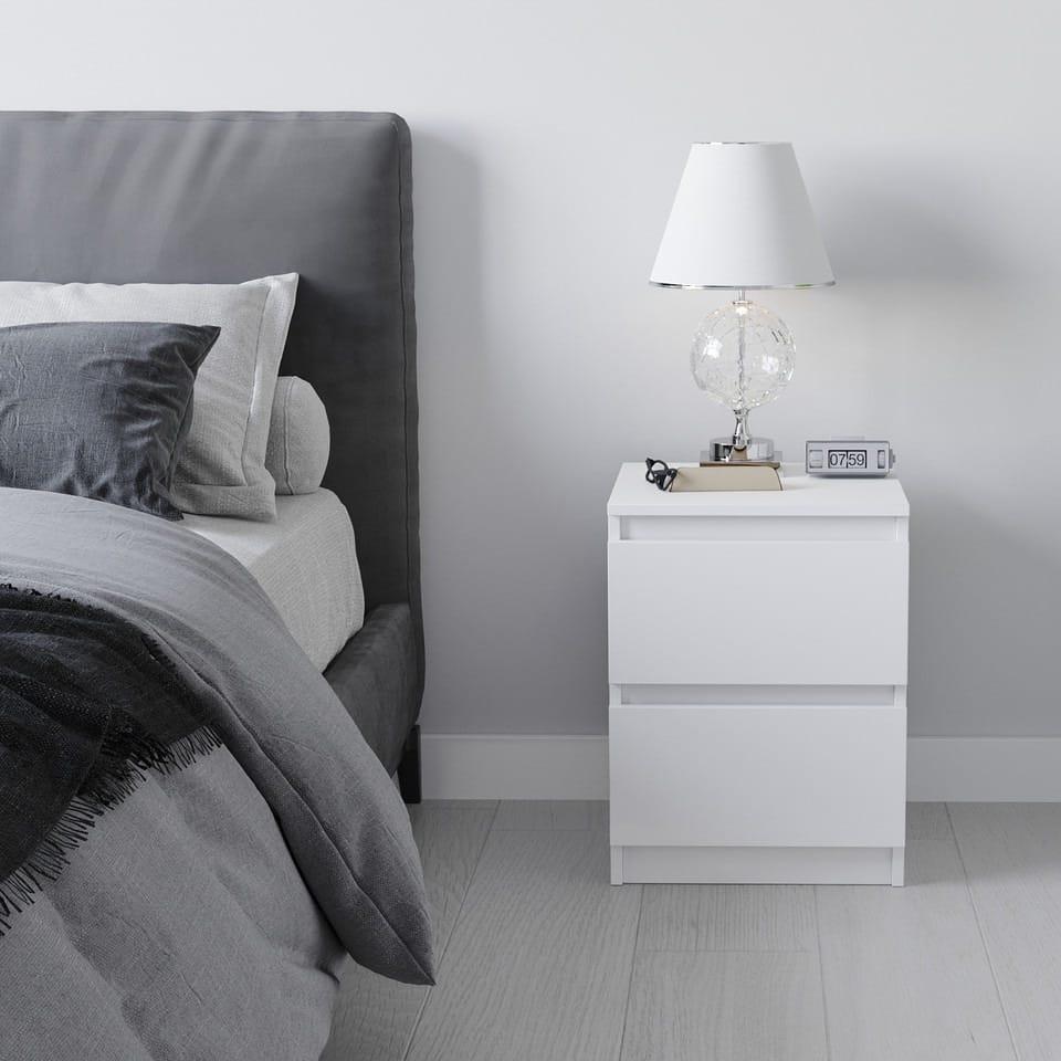 Прикроватна тумба без ручок з ЛДСП Компактні тумби з 2 висувними ящиками 40 см Міні тумбочки, фото 1