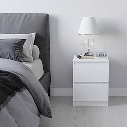 Прикроватна тумба без ручок з ЛДСП Компактні тумби з 2 висувними ящиками 40 см Міні тумбочки