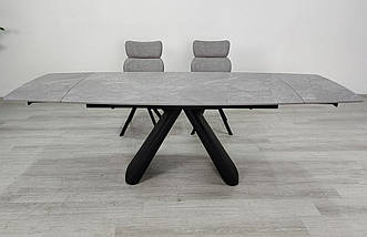 Greyson Ceramic стіл обідній 160(240)*90 см сірий мат/чорний каркас ТМ Intarsio, фото 2