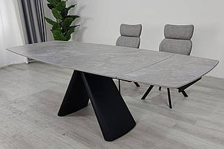 Greyson Ceramic стіл обідній 160(240)*90 см сірий мат/чорний каркас ТМ Intarsio, фото 3