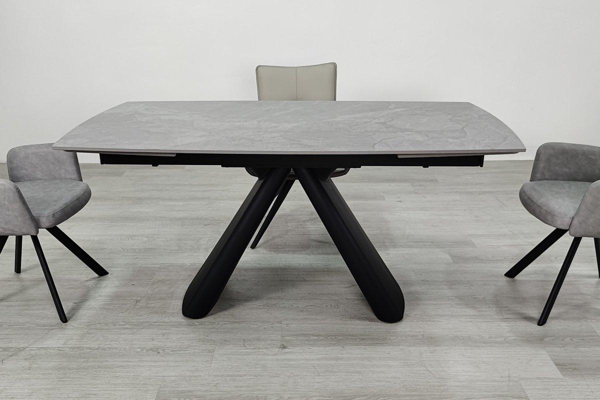 Greyson Ceramic стіл обідній 160(240)*90 см сірий мат/чорний каркас ТМ Intarsio