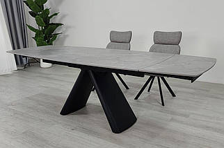 Greyson Ceramic стіл обідній 160(240)*90 см сірий мат/чорний каркас ТМ Intarsio, фото 4
