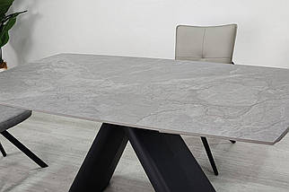 Greyson Ceramic стіл обідній 160(240)*90 см сірий мат/чорний каркас ТМ Intarsio, фото 5