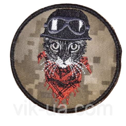 Шеврон ЗСУ на липучці "КІТ З ХУСТКОЮ", фото 1