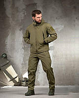 Тактичний костюм Soft Shell на флісі олива зсу, військовий костюм софтшел осінь-зима армійський фліс зсу