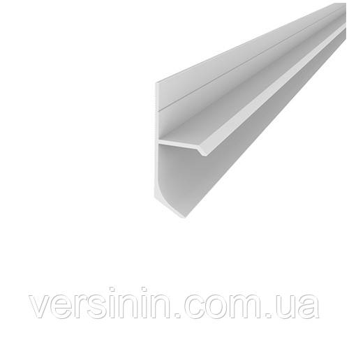 Плінтус алюмінієвий прихованого монтажу з тіньовим швом 15.7×38.8×2500 мм, срібло, анодований, фото 1