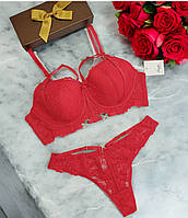 Комплект женского нижнего белья vlavaris, красный, без пуш ап