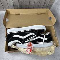 Зимові Vans Old Skool Black White Winter Fur низькі кеди Ванс чорні білі замша біле хутро Унісекс, фото 2
