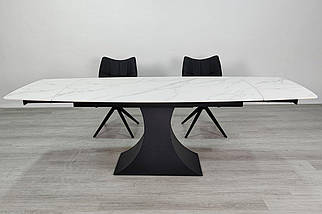 GIlbert Ceramic стіл обідній 160(240)*90 см білий мат/чорний каркас ТМ Intarsio, фото 2