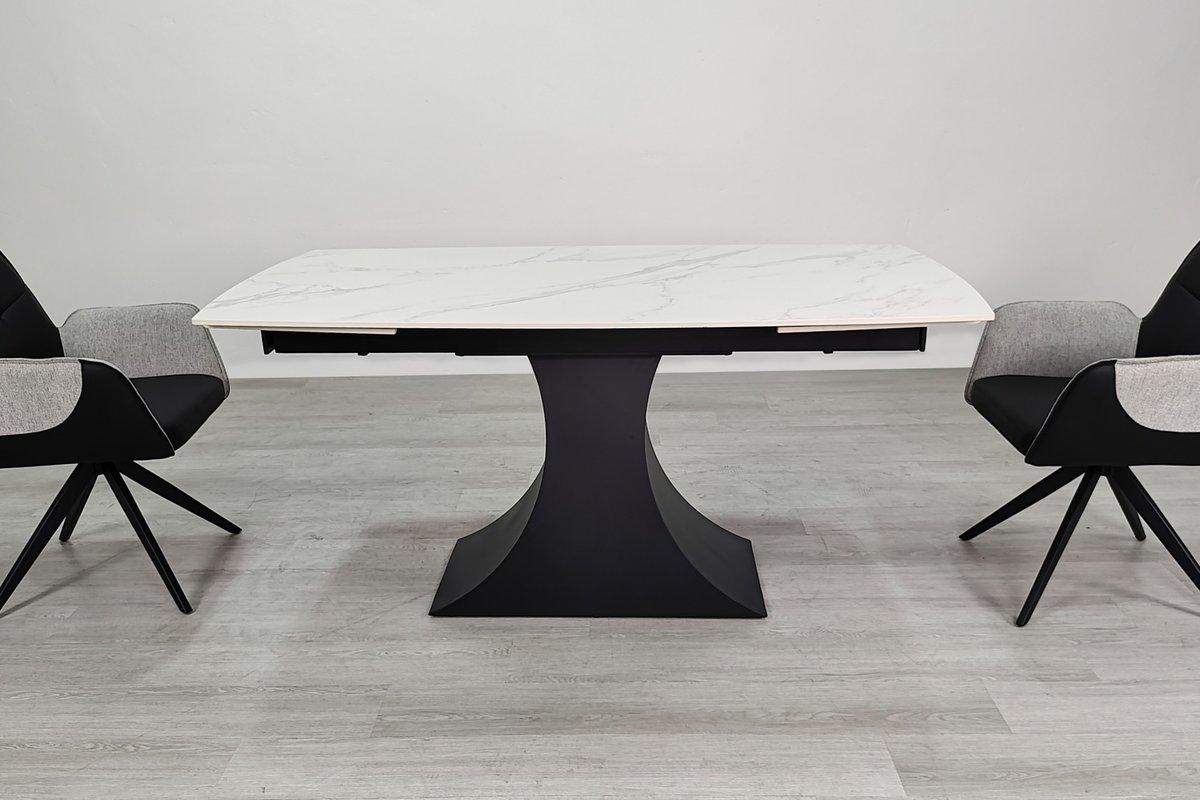 GIlbert Ceramic стіл обідній 160(240)*90 см білий мат/чорний каркас ТМ Intarsio