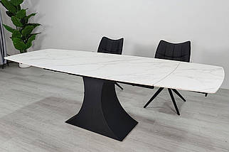 GIlbert Ceramic стіл обідній 160(240)*90 см білий мат/чорний каркас ТМ Intarsio, фото 4
